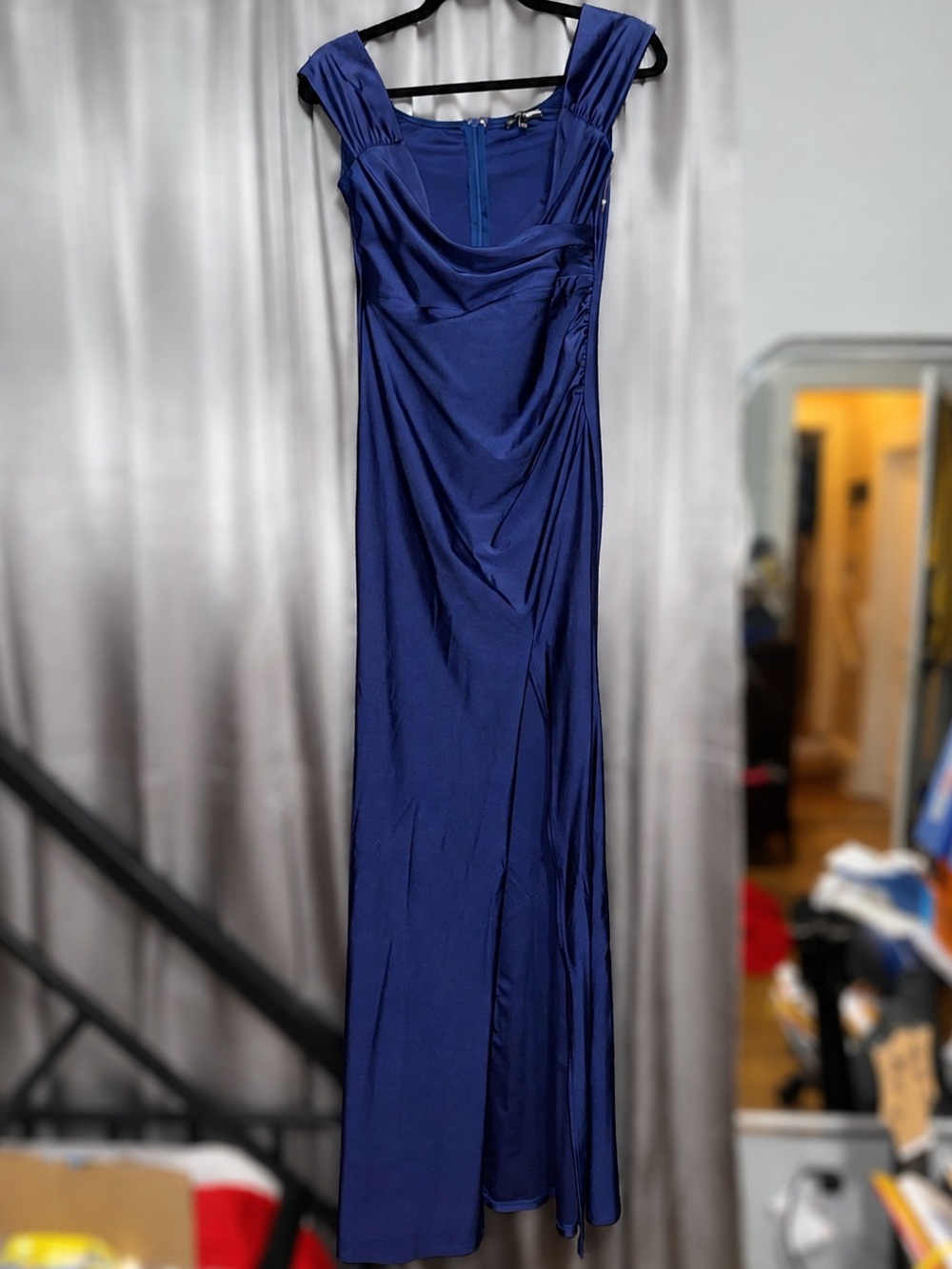 Fashion Nova Royal Blue Ruched Maxi Dress